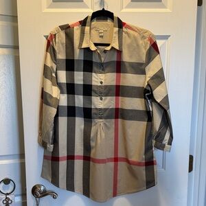 Burberry Light Beige & Cream Plaid Shirt Tunic